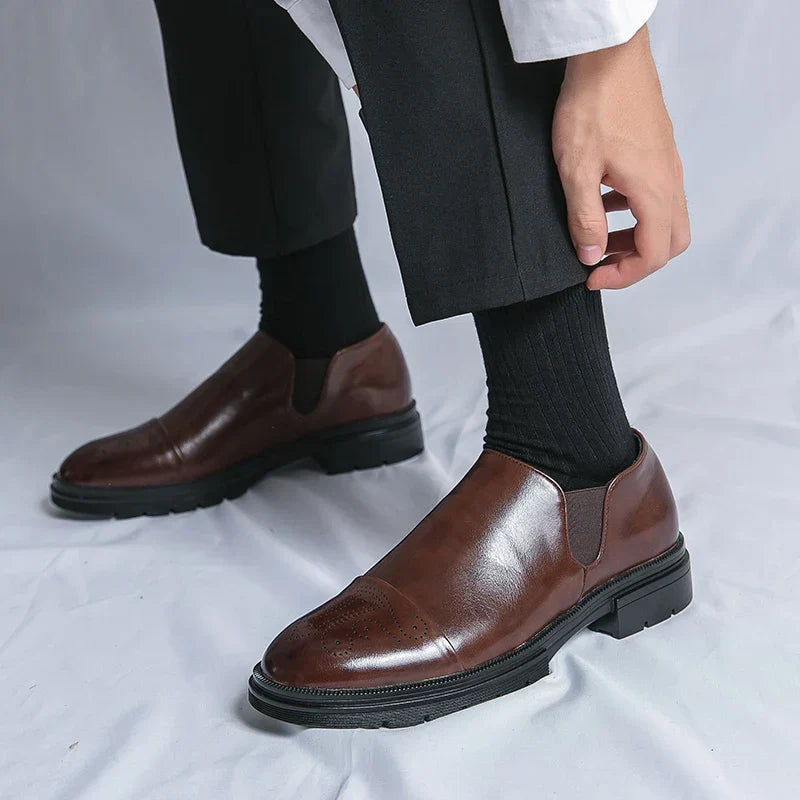 Men's Slip-On Brogue Dress Shoes