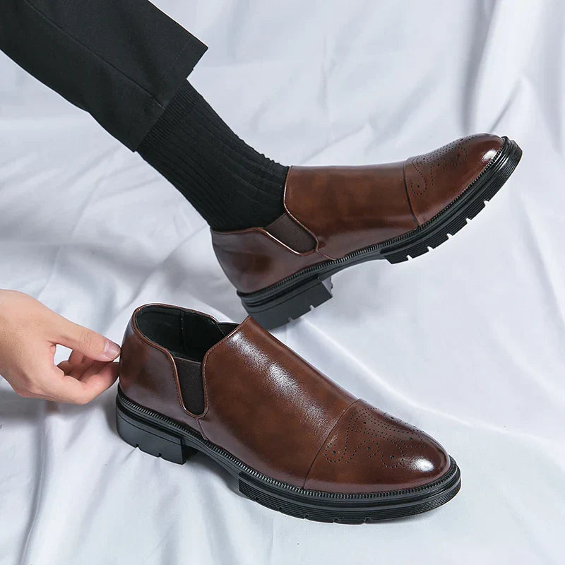 Men's Slip-On Brogue Dress Shoes