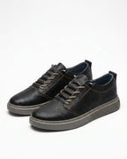 Men's Leather-Look Lace-Up Sneakers