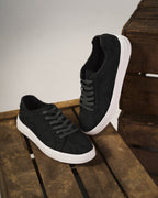 Men's Leather-Look Patterned Sneakers