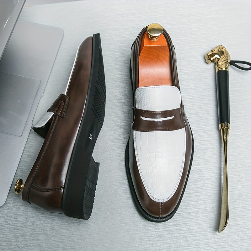 Men's Two-Tone Embossed Penny Loafers