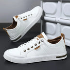 Men's Leather-Look Stitched Low Top Sneakers
