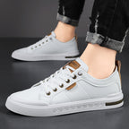 Men's Leather-Look Stitched Low Top Sneakers