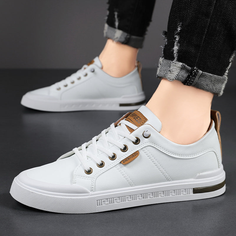 Men's Leather-Look Stitched Low Top Sneakers