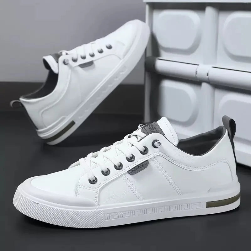 Men's Leather-Look Stitched Low Top Sneakers