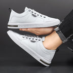 Men's Leather-Look Stitched Low Top Sneakers