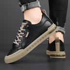 Men's Leather-Look Stitched Low Top Sneakers