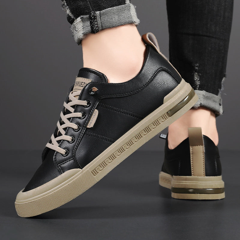 Men's Leather-Look Stitched Low Top Sneakers