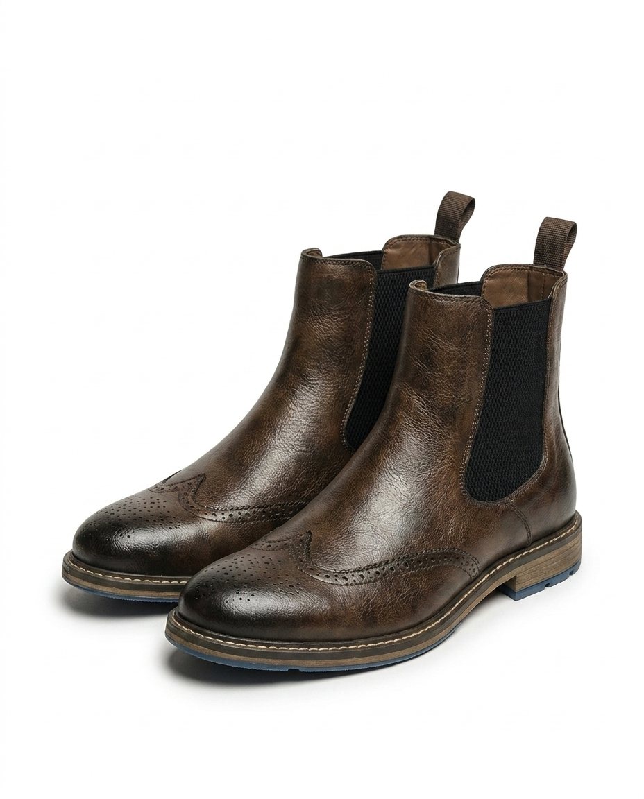 Men's Leather Brogue Chelsea Boots