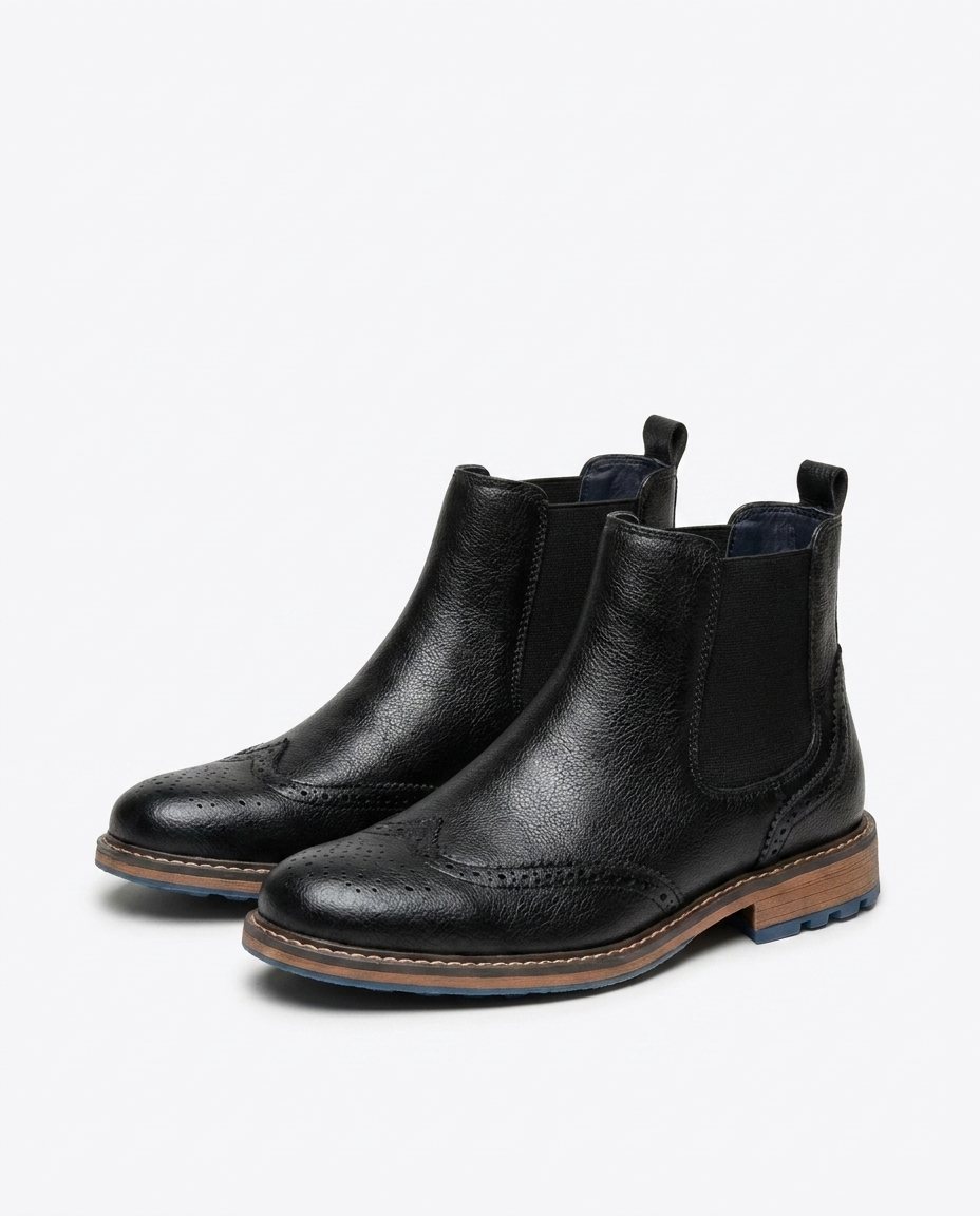 Men's Leather Brogue Chelsea Boots