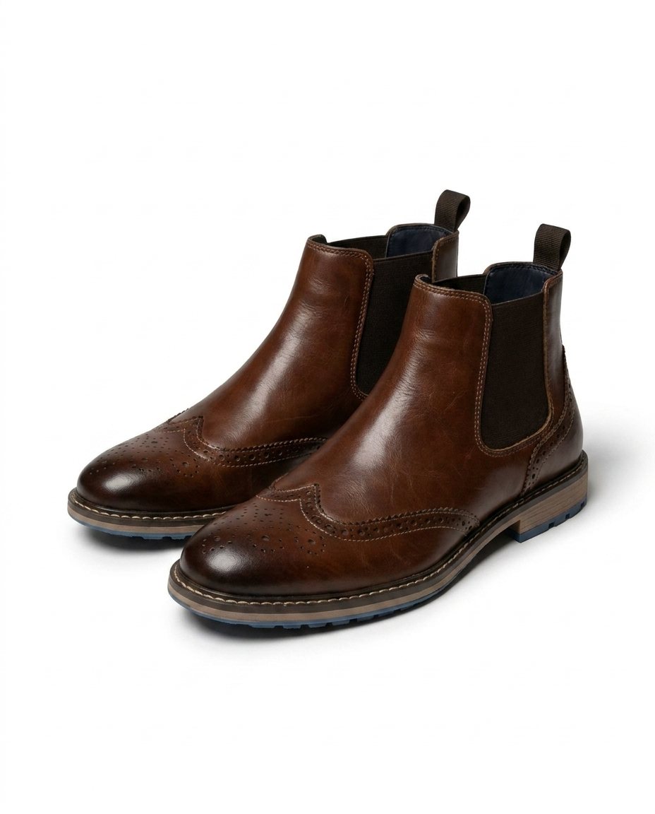 Men's Leather Brogue Chelsea Boots