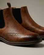 Men's Leather Brogue Chelsea Boots
