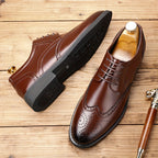 Men's Leather Wingtip Derby Shoes