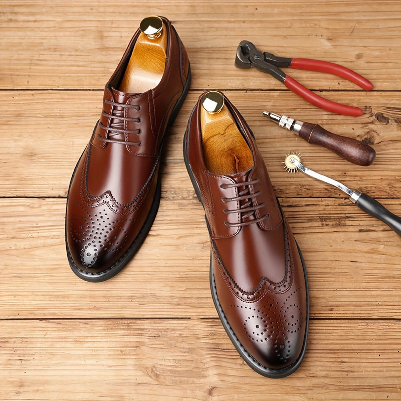Men's Leather Wingtip Derby Shoes