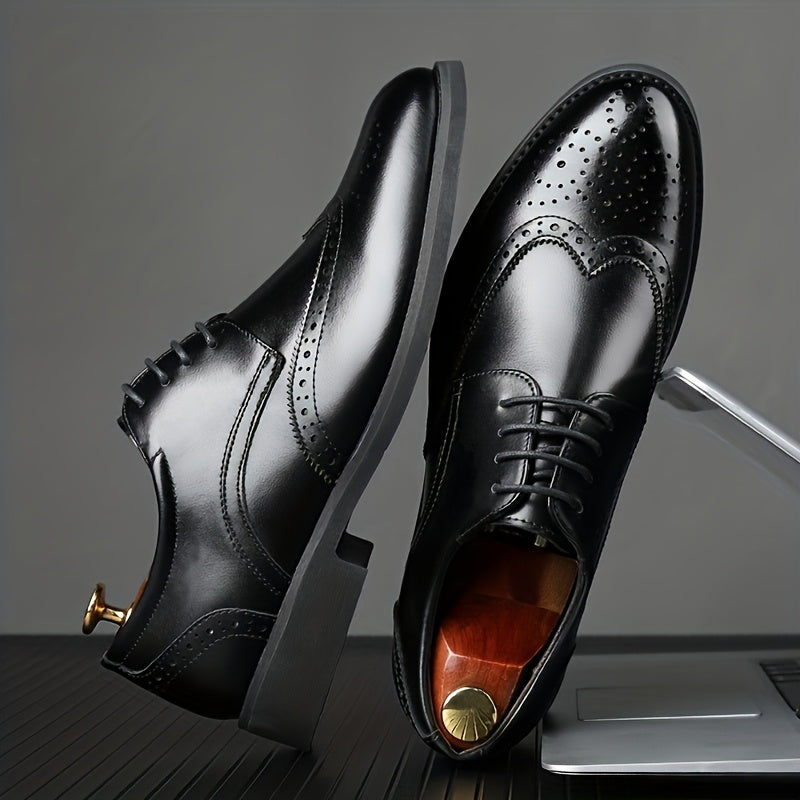 Men's Leather Wingtip Derby Shoes