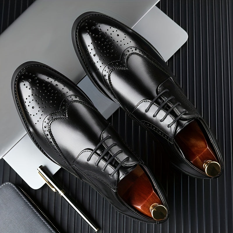 Men's Leather Wingtip Derby Shoes