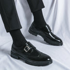 Men's Leather Wingtip Monk Strap Shoes