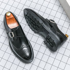Men's Leather Wingtip Monk Strap Shoes