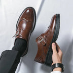Men's Leather Wingtip Monk Strap Shoes