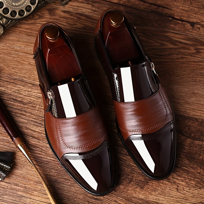 Men's Leather Zip-Up Dress Shoes