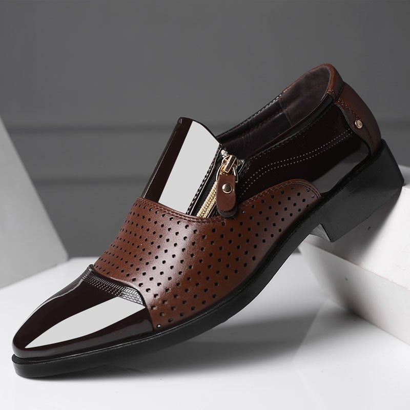 Men's Leather Zip-Up Dress Shoes