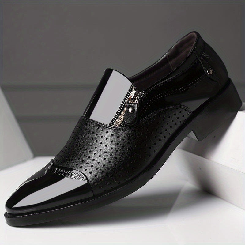Men's Leather Zip-Up Dress Shoes